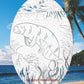 Manatee Scene Oval Static Cling Window Decal - White w/Clear Design