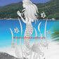 Mermaid Oval Static Cling Window Decal (Reversed) - Clear w/ White Design