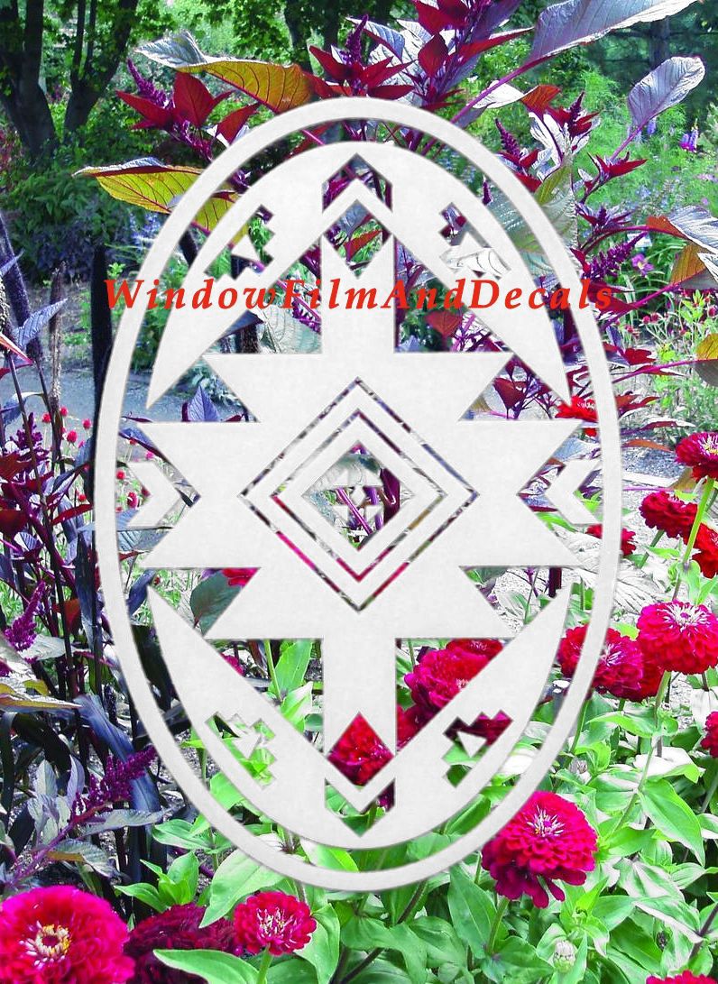 Native Oval Static Cling Window Decal - White w/Clear Design