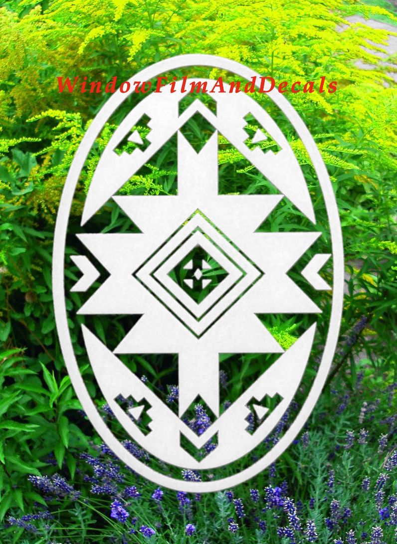 Native Oval Static Cling Window Decal - White w/Clear Design