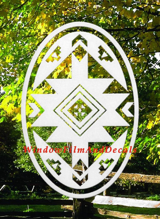 Native Oval Static Cling Window Decal - White w/Clear Design