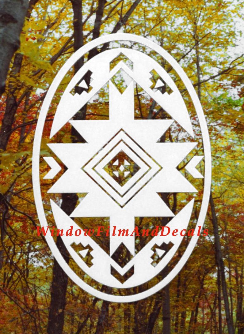 Native Oval Static Cling Window Decal - White w/Clear Design