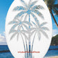 Palm Trees Center Oval Static Cling Window Decal - White w/Clear Design