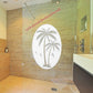 Palm Trees Oval Static Cling Window Decal Left Leaning - White w/Clear Design