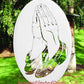 Praying Hands Oval Static Cling Window Decal - White w/ Clear Design