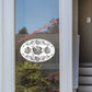 Rose Garland Oval Static Cling Window Decal - White with Clear Design