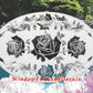 Rose Garland Oval Static Cling Window Decal - White with Clear Design