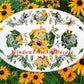 Rose Garland Oval Static Cling Window Decal - White with Clear Design