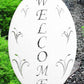 Welcome Sign Oval Static Cling Window Decal - White w/Clear Design