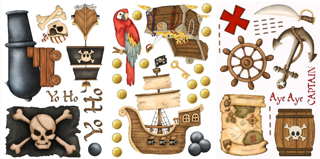 Pirate Treasures Peel and Stick Wall Decals