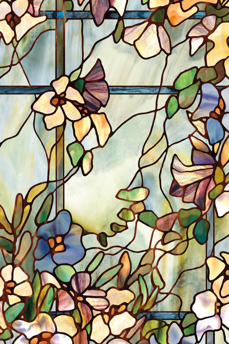 Trellis Stained Glass Privacy Static Cling Window Film 24" x 36"