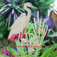 Egret & Cattails Left Oval Static Cling Window Decal - (Rev) Clear w/White Design