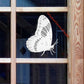 Butterfly (Rev) Oval Static Cling Window Decal 4" x 6" - Clear w/White Design