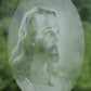 Jesus Christ Oval Static Cling Window Decal - White w/Clear Design